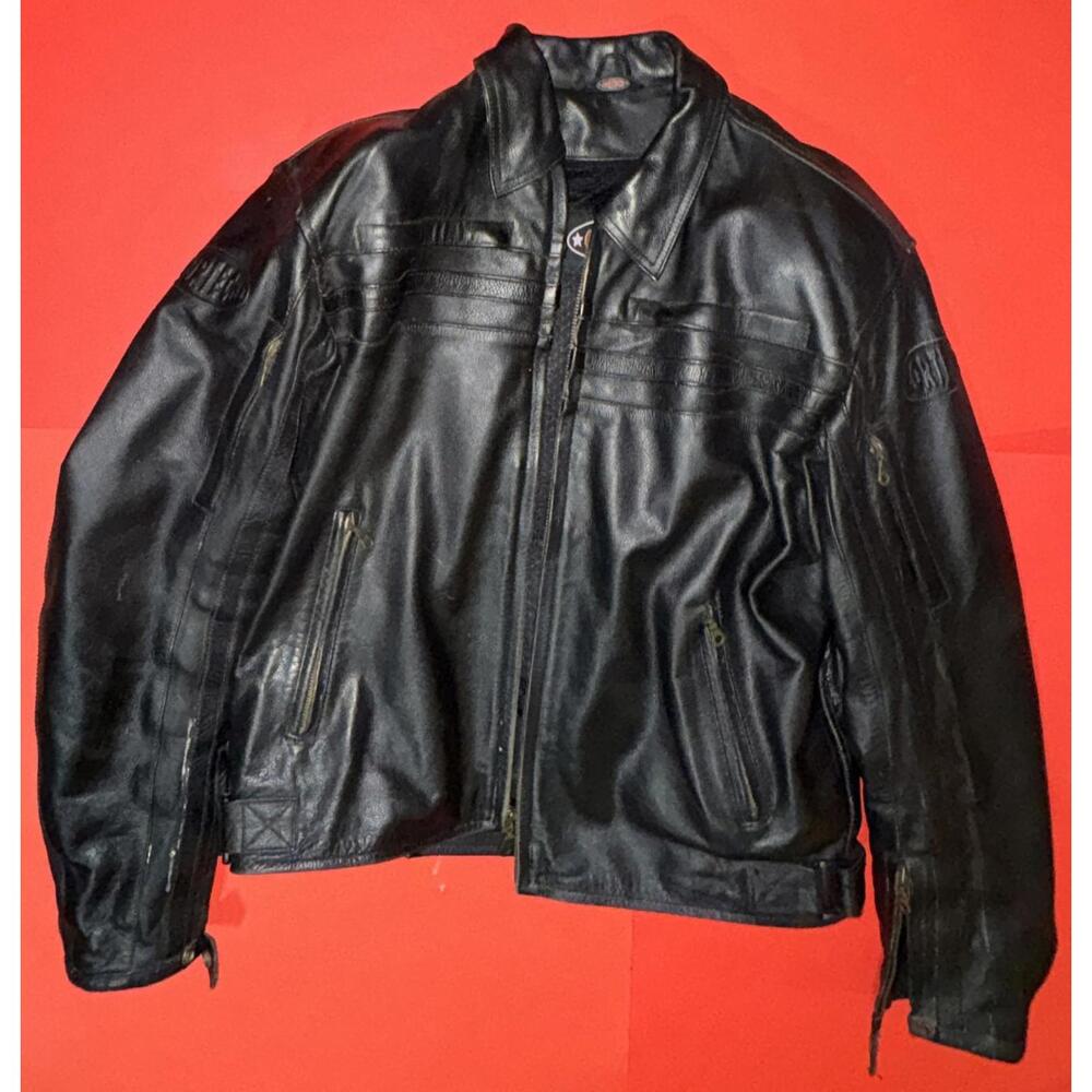 CorTech by Tour Master Black Leather Armored Motorcycle Jacket Men’s 46